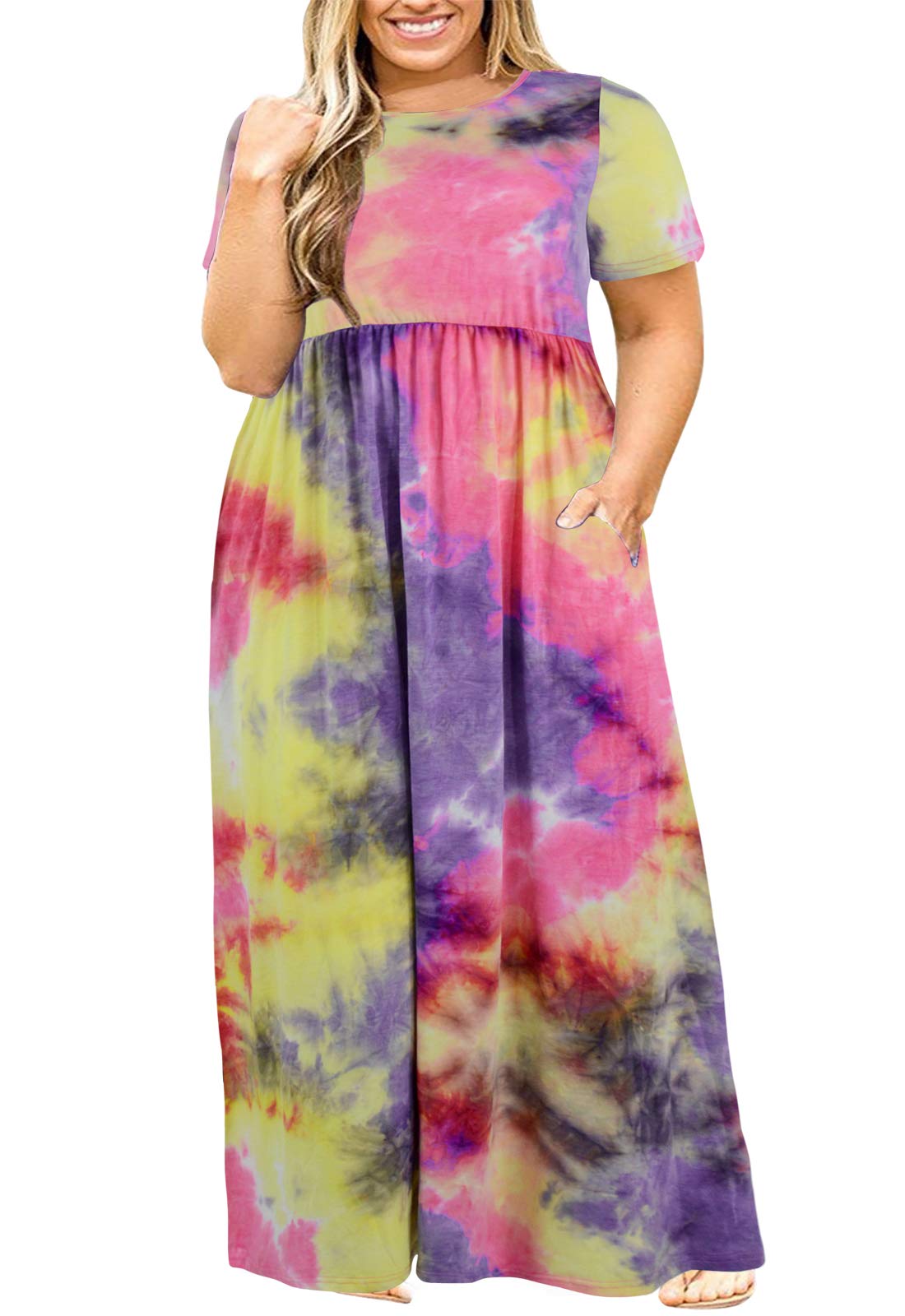 Nemidor + Plus-Size Tie Dye Maxi Dress