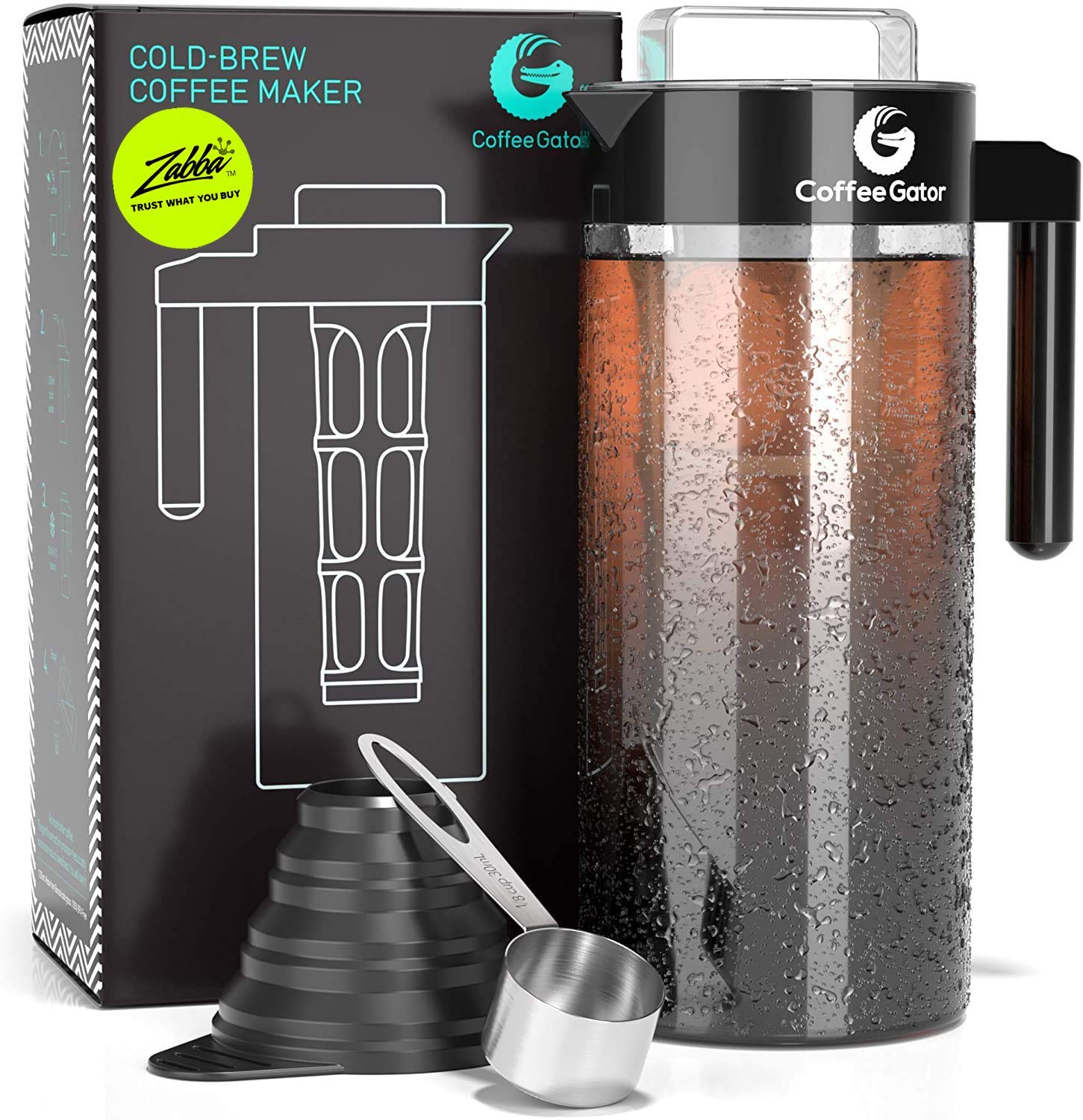 Coffee Gator + Cold Brew Maker – 47 oz. Ice Coffee or Iced Tea Makers