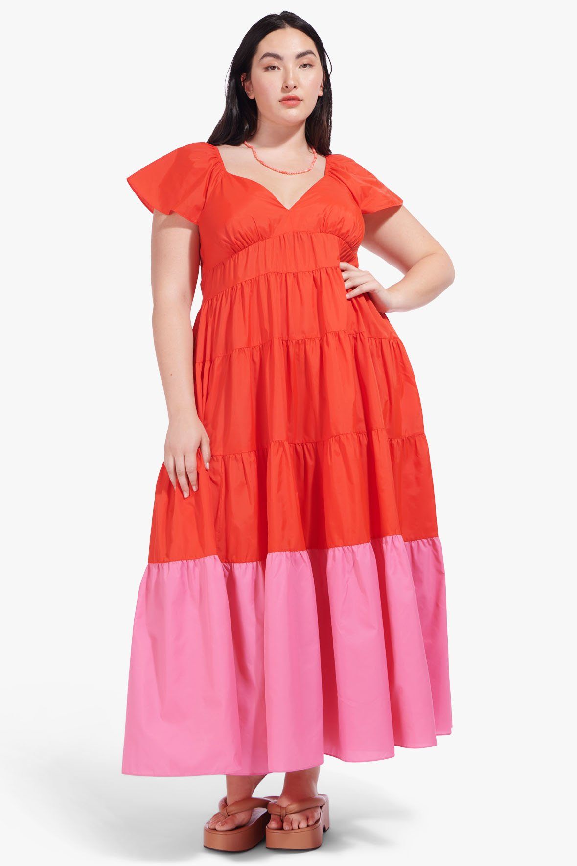 Staud CORSICA DRESS TOMATO WILD ORCHID ES