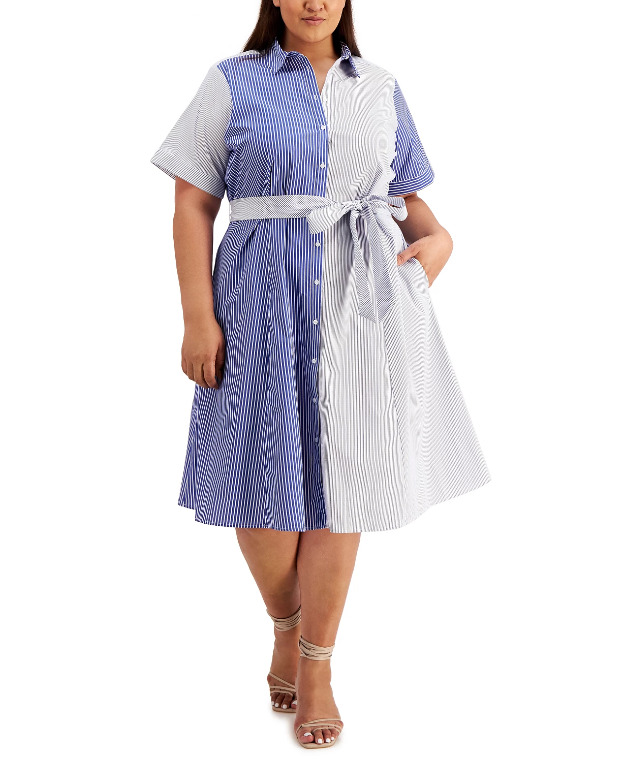 calvin klein blue white striped dress