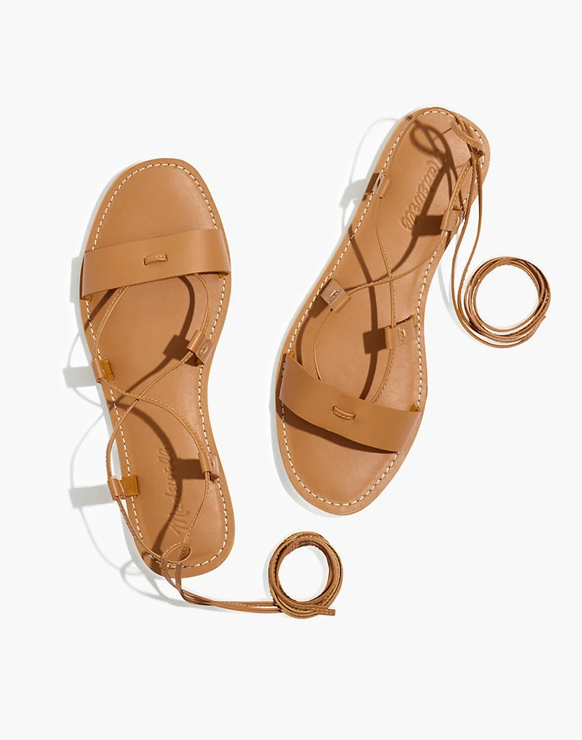 Madewell The Boardwalk Lace Up Sandal in Leather