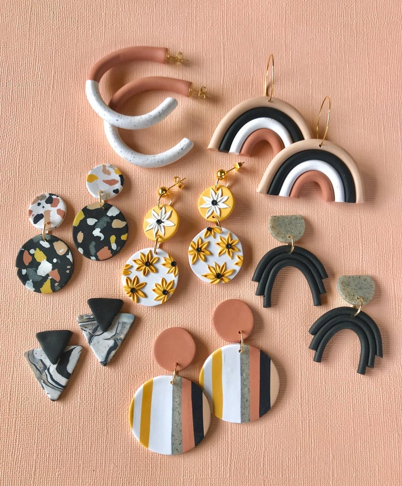 SunSprinklesShop + Beginners DIY Clay Earrings Kit/ Sun Sprinkles NEUTRAL  version/ DIY Jewelry Kit/ Make Your Own Polymer Clay Earrings/Gift Box  Crafting Kit