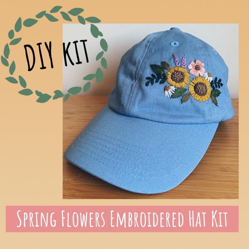 RiverBirchThreads + DIY Embroidered Hat Kit Spring Flowers