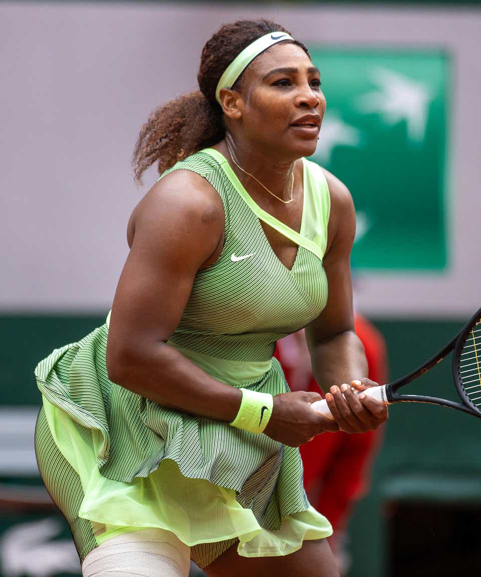 Serena Williams of the United States in action against Danielle Collins of the United States.