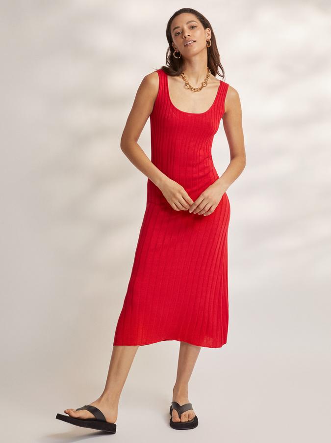 Kitri + Evelyn Red Knitted Maxi Dress