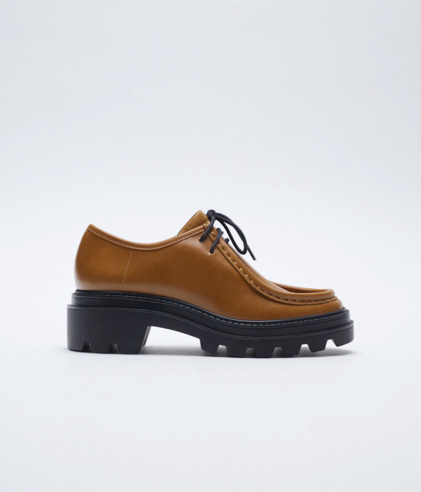 zara flat leather shoes