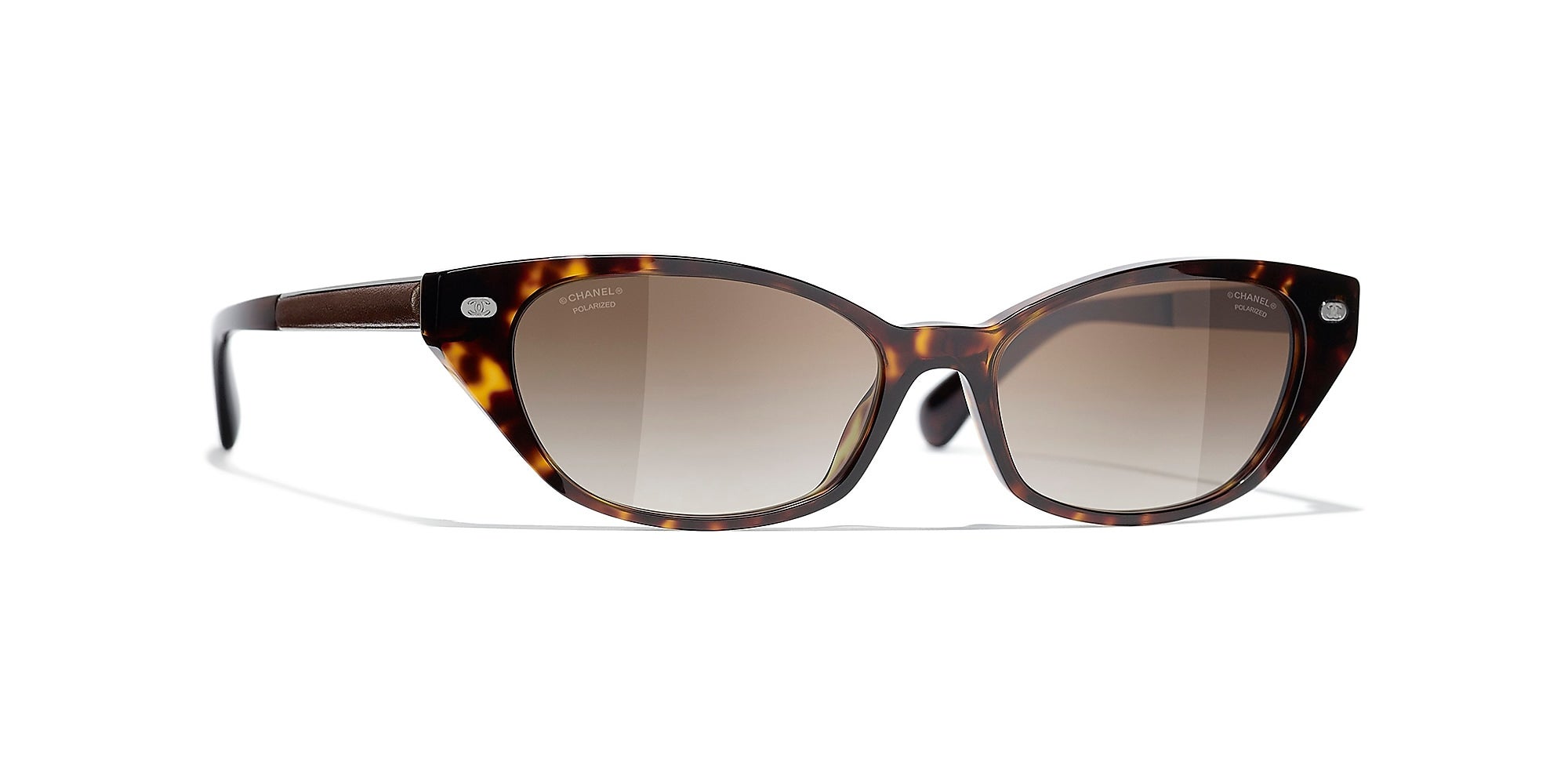 CHANEL Cat's Eye Sunglasses CH5438Q Striped Brown at John Lewis & Partners
