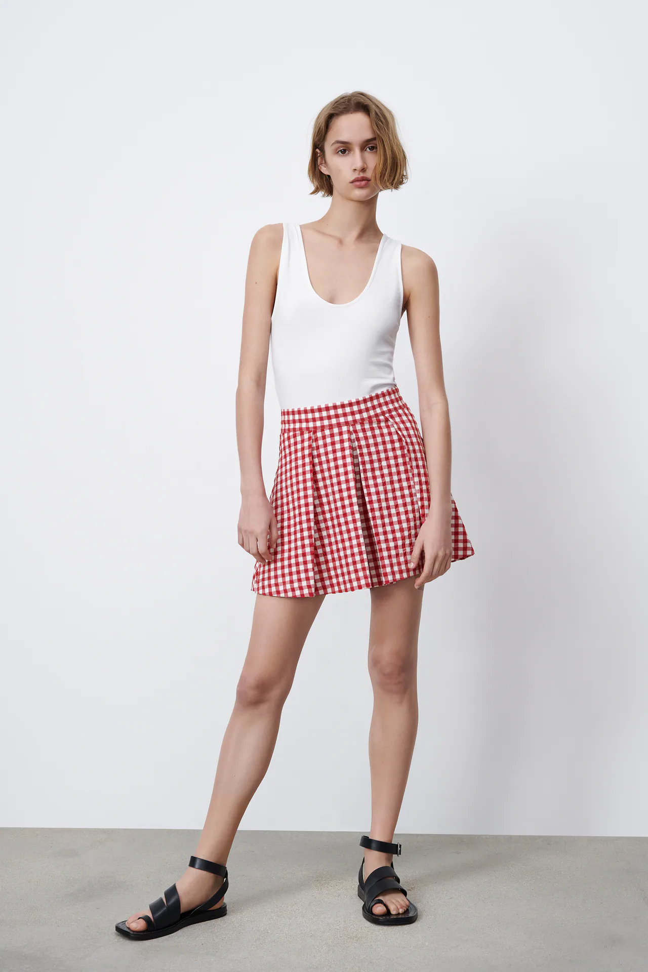 Zara gingham shorts discount