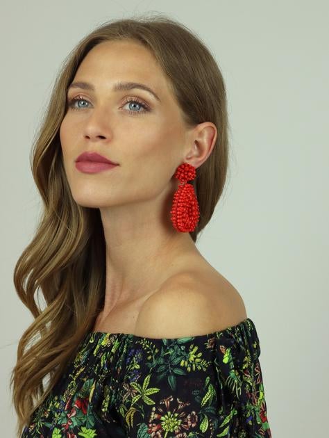 Blaiz Red Beaded Earrings