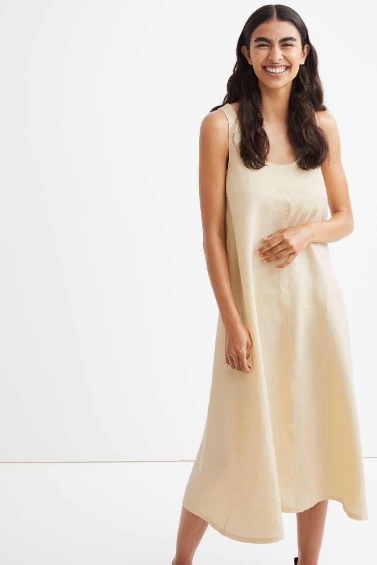 H&M + Flared Linen Dress