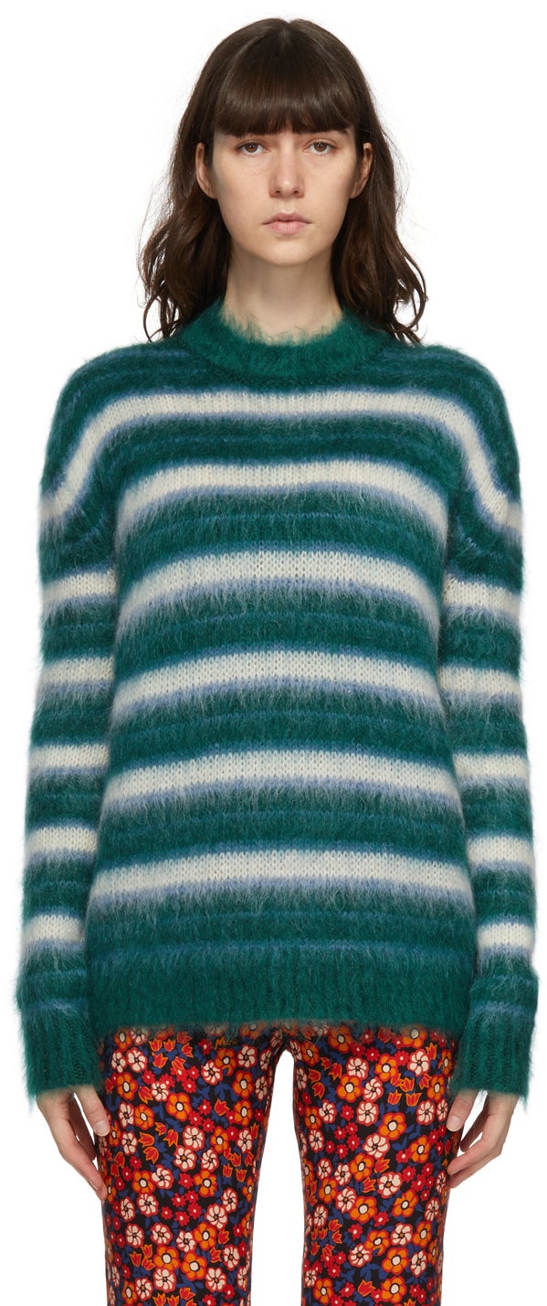 Marni + Striped Mohair-Blend Sweater