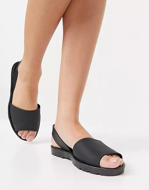 London Rebel + slingback jelly flat sandals