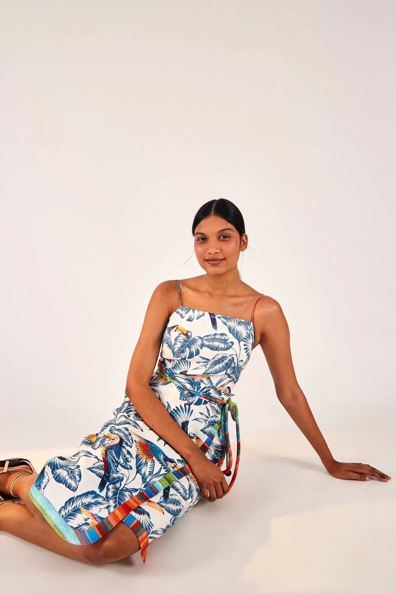 Farm Rio + flying toucans open back midi dress