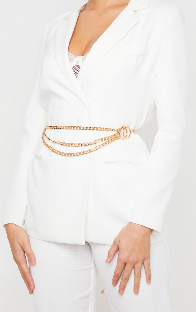 White Leather and Gold Chain Chanel Belt — Harriett's Closet