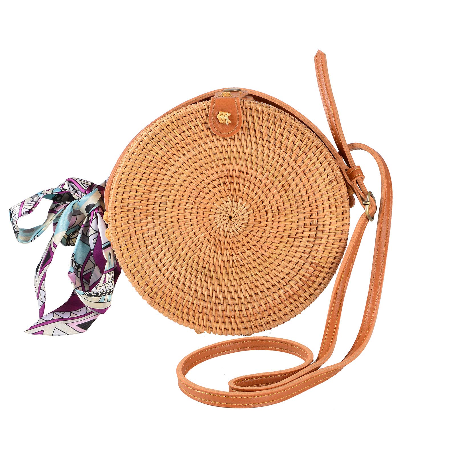WOWLADY + Round Rattan Bag