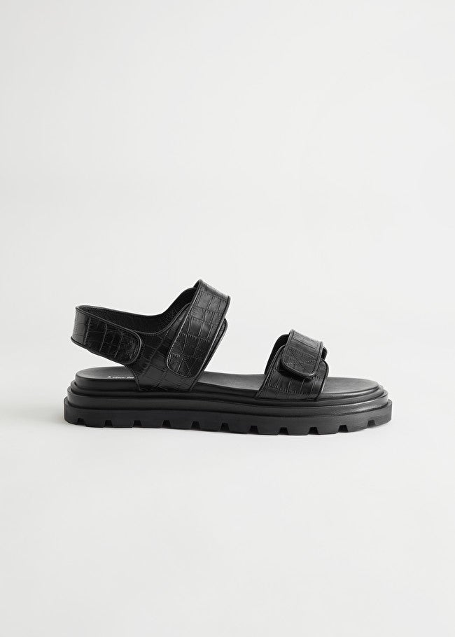 & Other Stories + Croc Embossed Leather Sandals