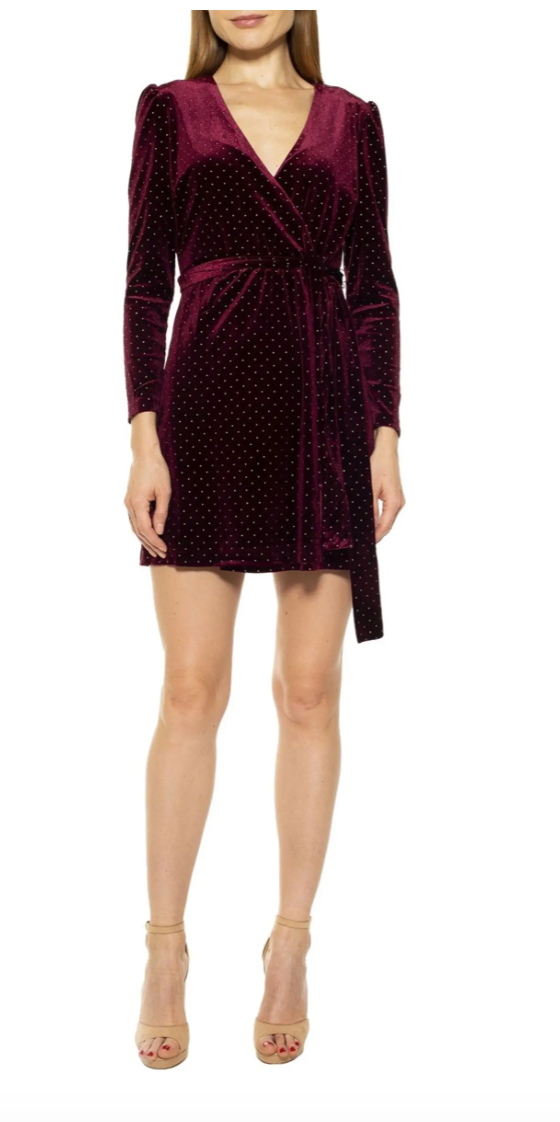 pleated boatneck velvet midi dress alexia admor