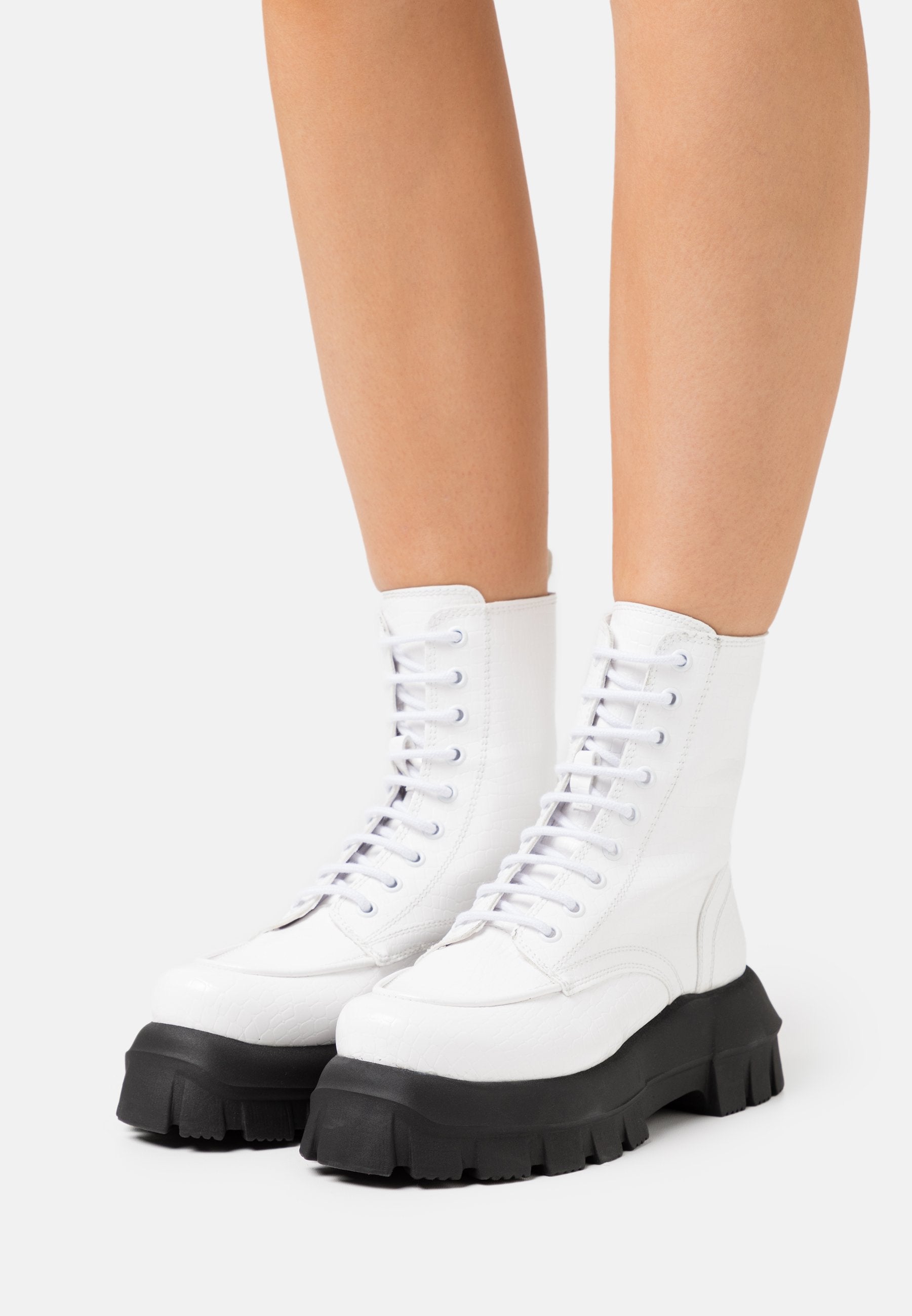 Topshop + Verity White Chunky Lace Up Boot