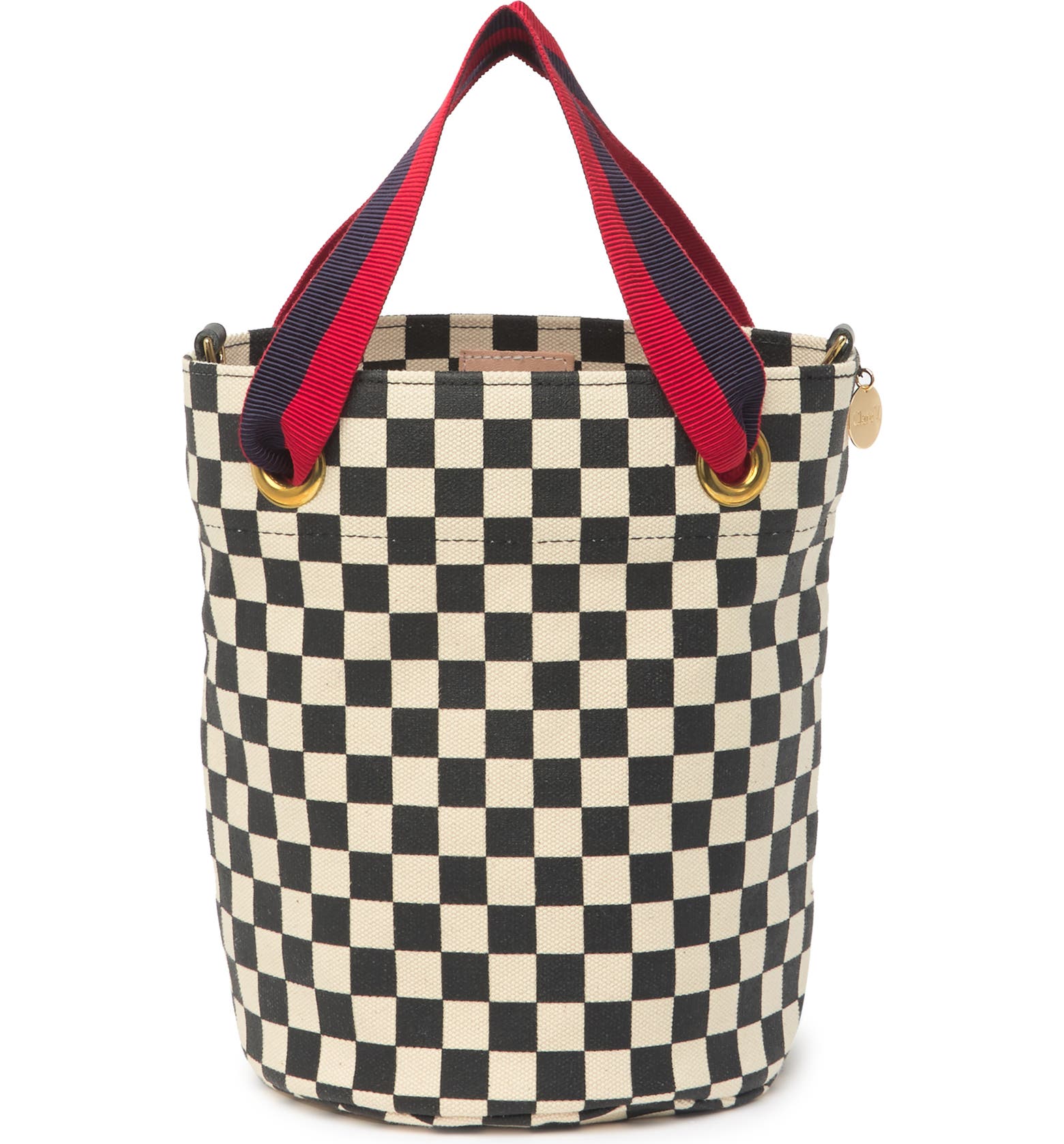 Clare V. + Petite Baleine Canvas Checker Print Bag