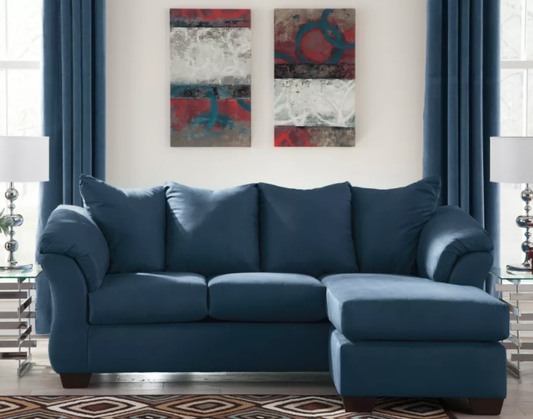 Microfiber blue couch deals