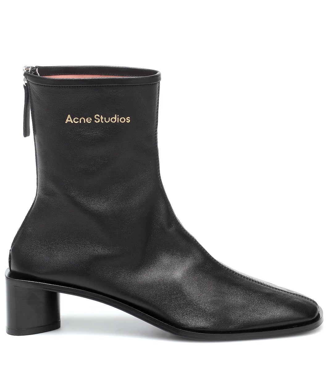 Acne Studios + Logo Leather Ankle Boots