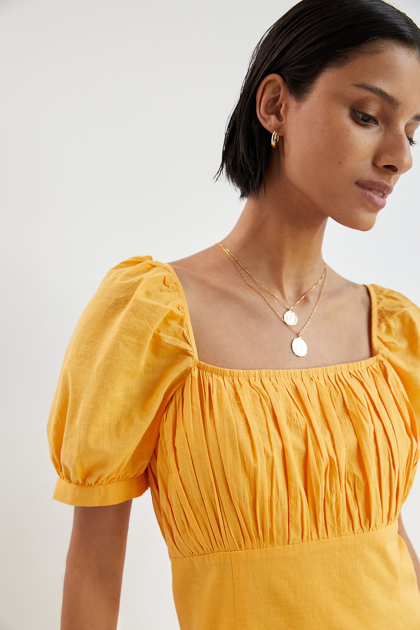 Forever That Girl + Gathered Puff-Sleeve Mini Dress