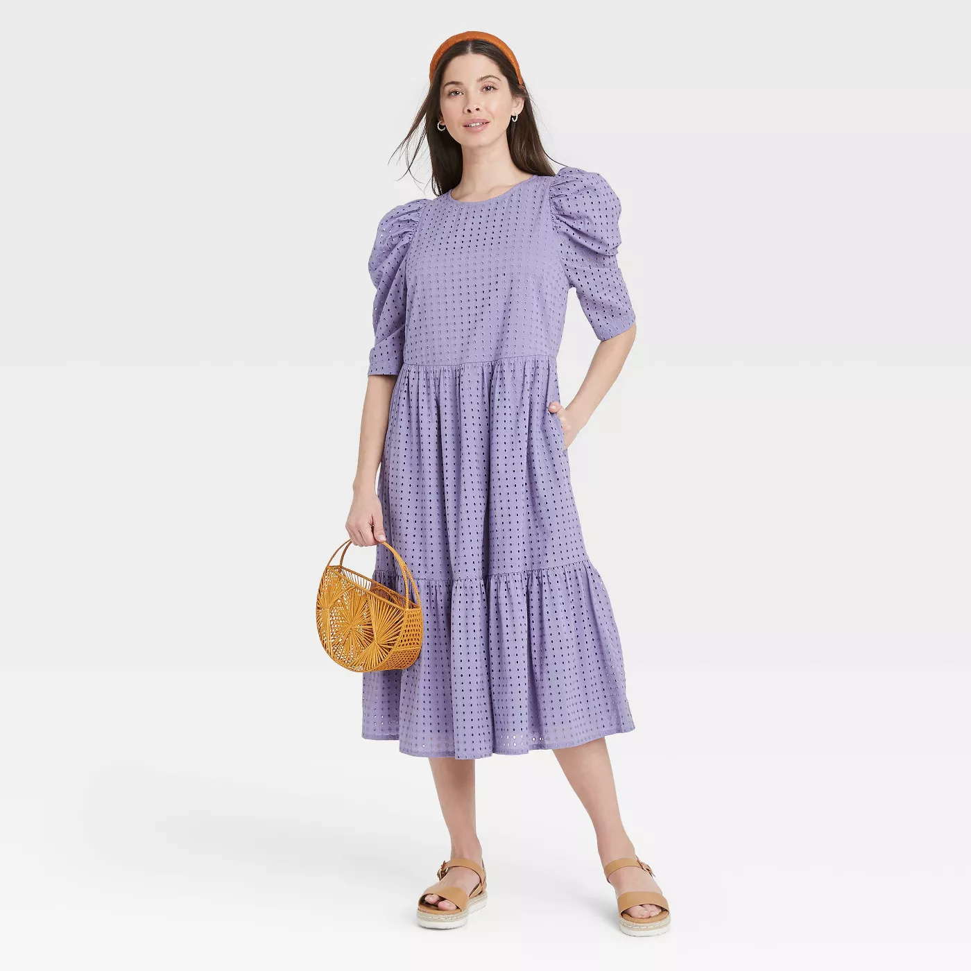 A New Day + Elbow Sleeve Eyelet Dress