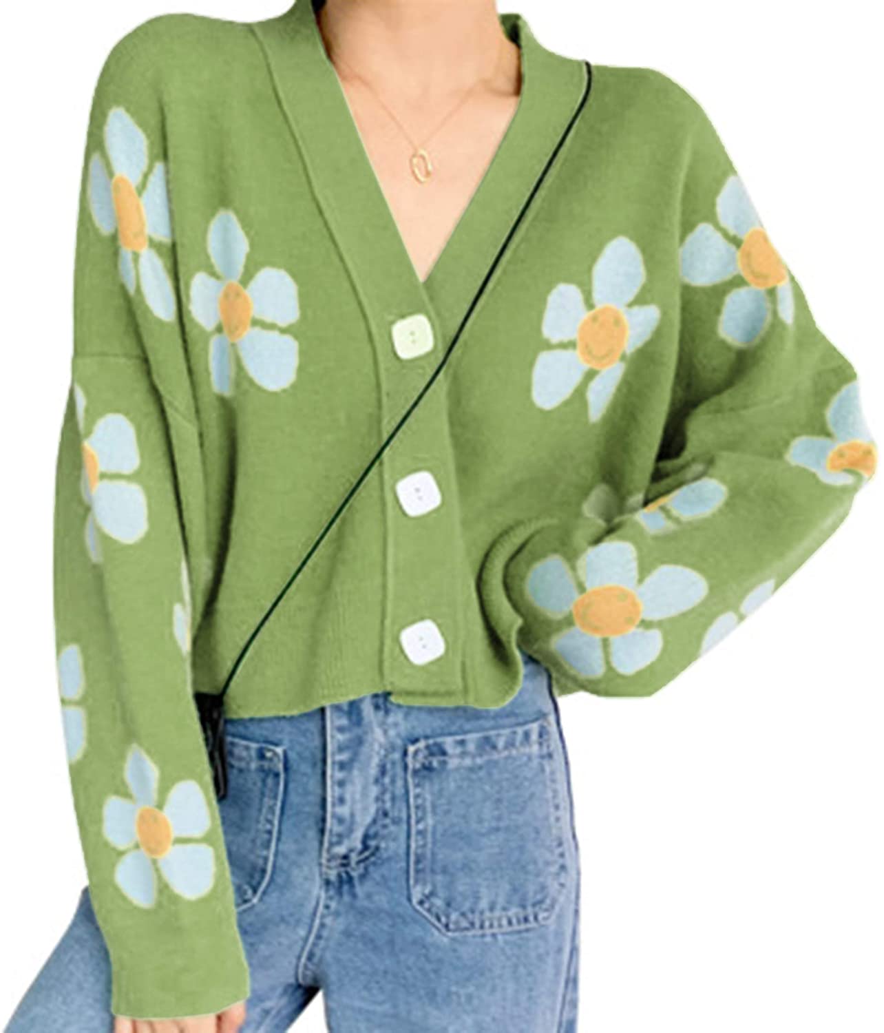 Meladyan + Women's Flower Knit Loose Cardigan