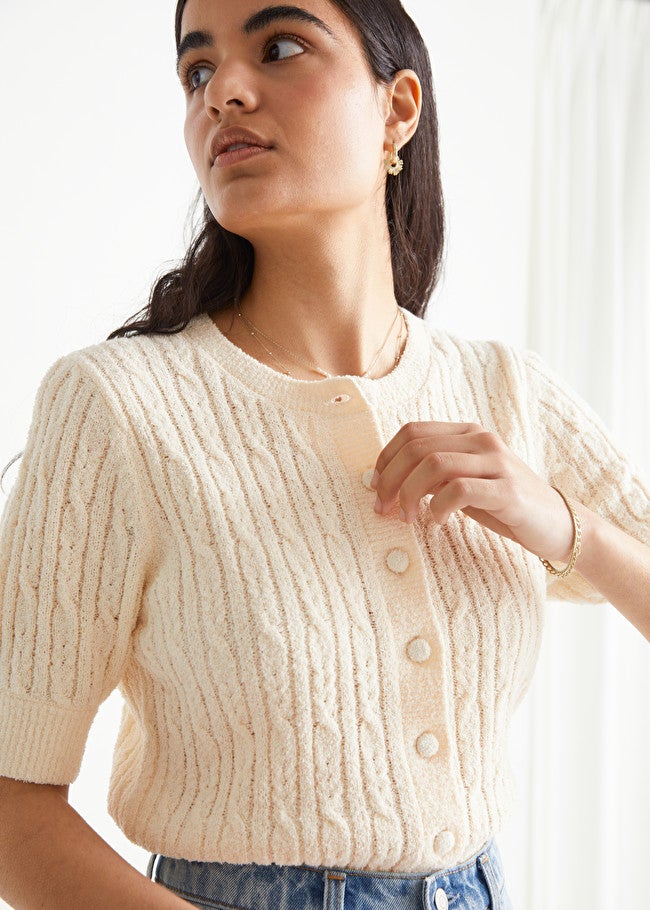 and other stories cable knit cardigan