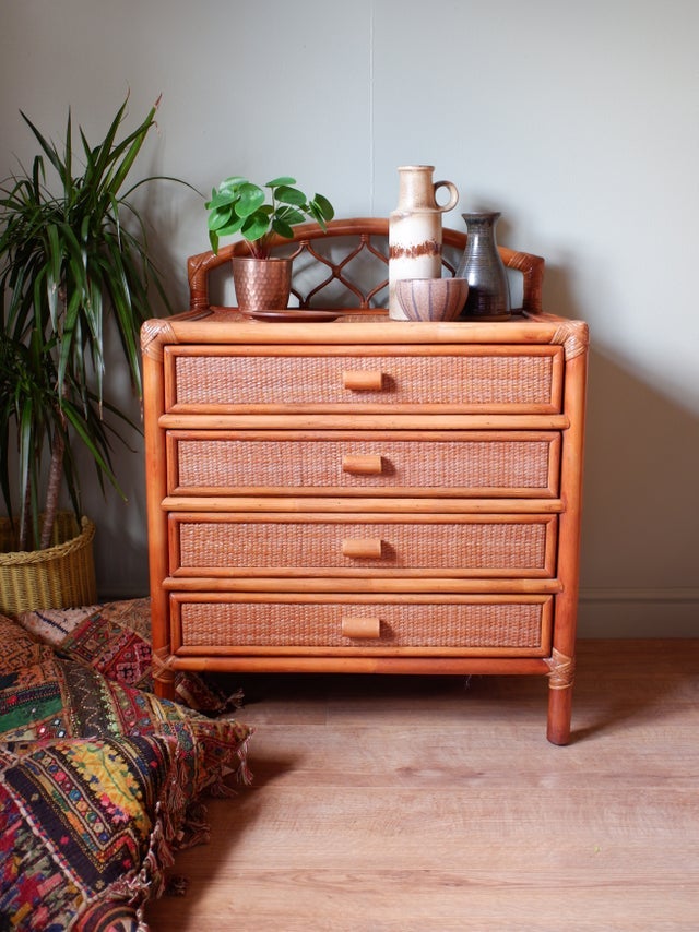oh so retro! + Vintage Rattan Drawer Unit