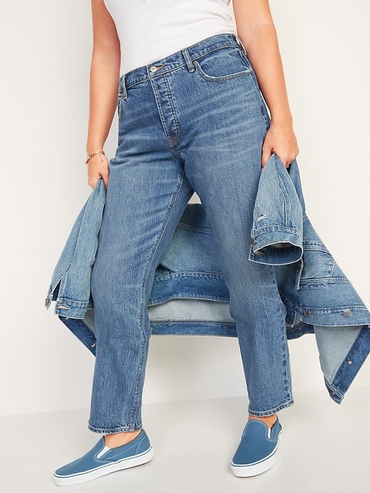 Old Navy + HighWaisted ButtonFly Slouchy Straight Jeans