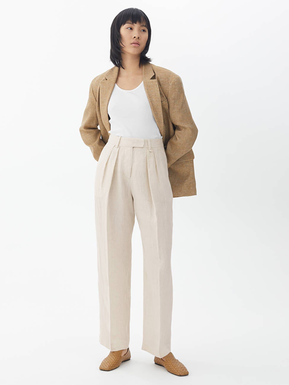 Arket + High Waist Linen Trousers