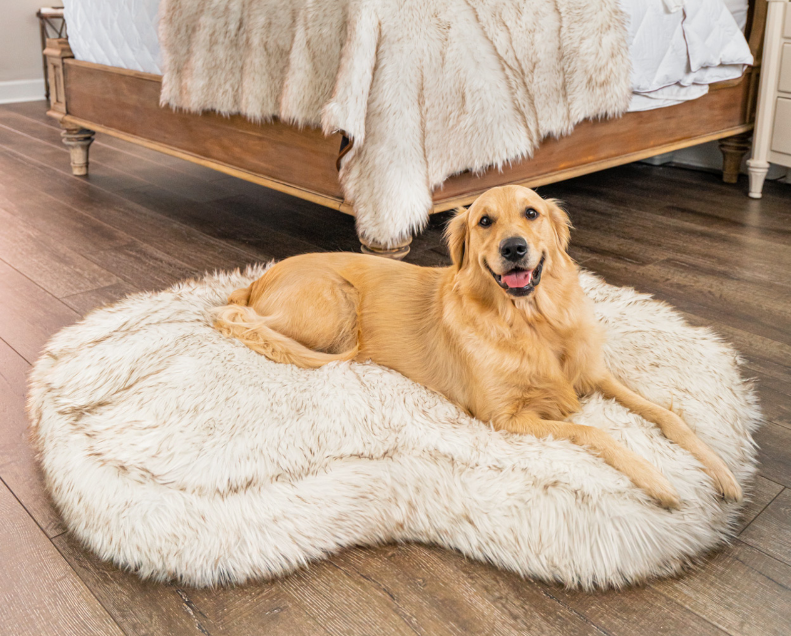 Faux fur memory foam online dog bed