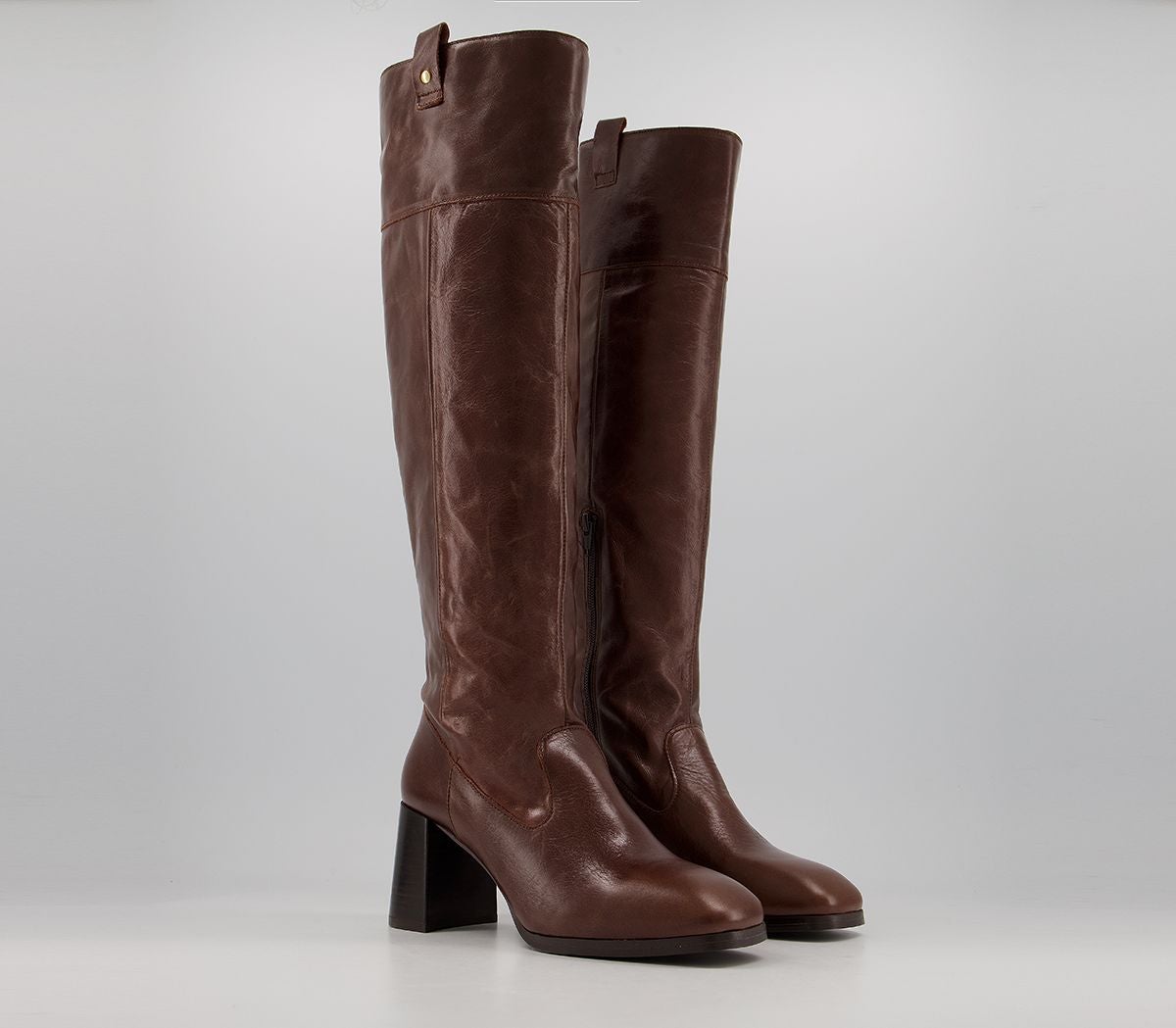 Office + Kacey Platform Knee Boots Chocolate Leather Boots