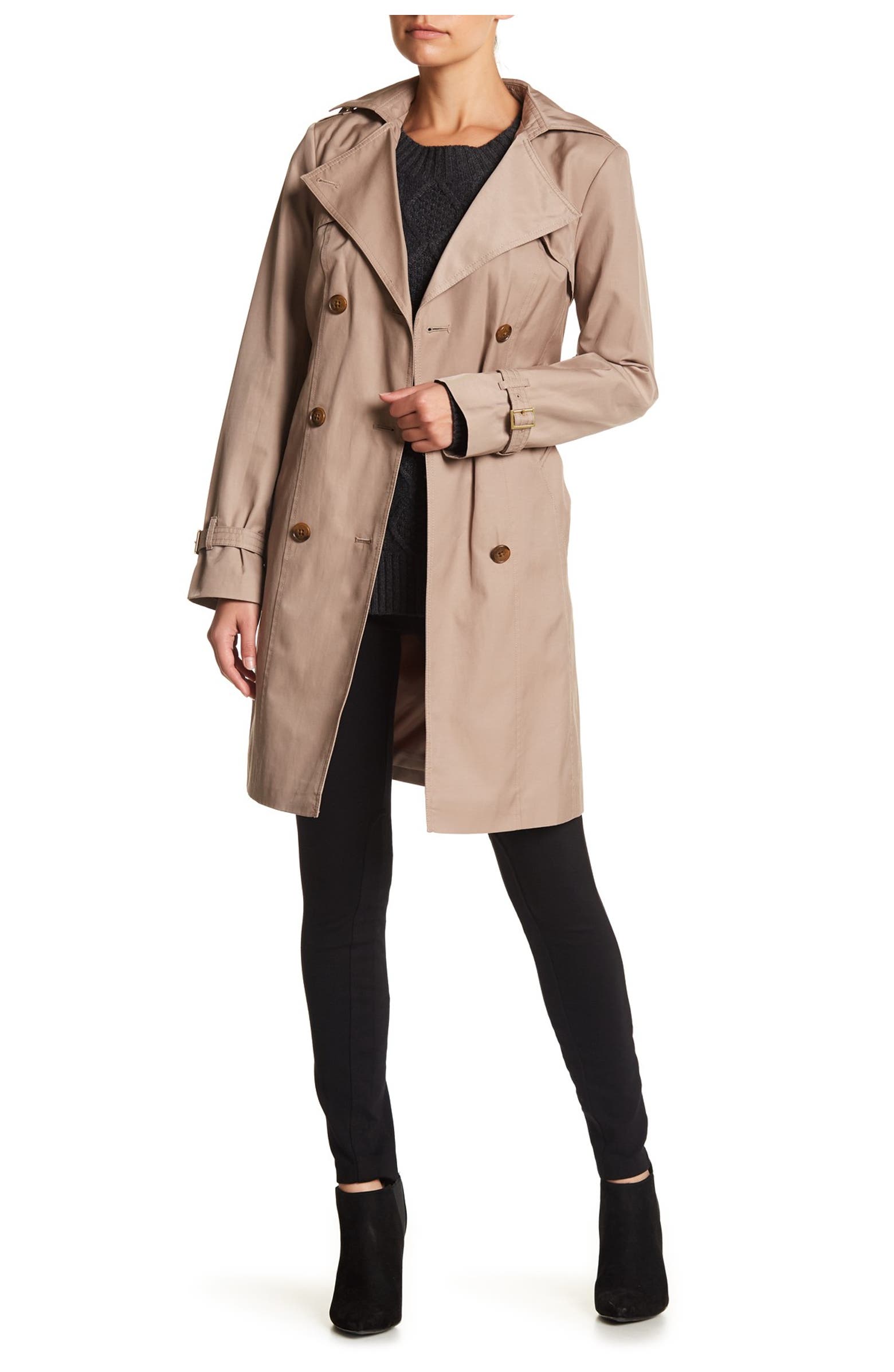 Cole Haan + Belted Hooded Trench Coat