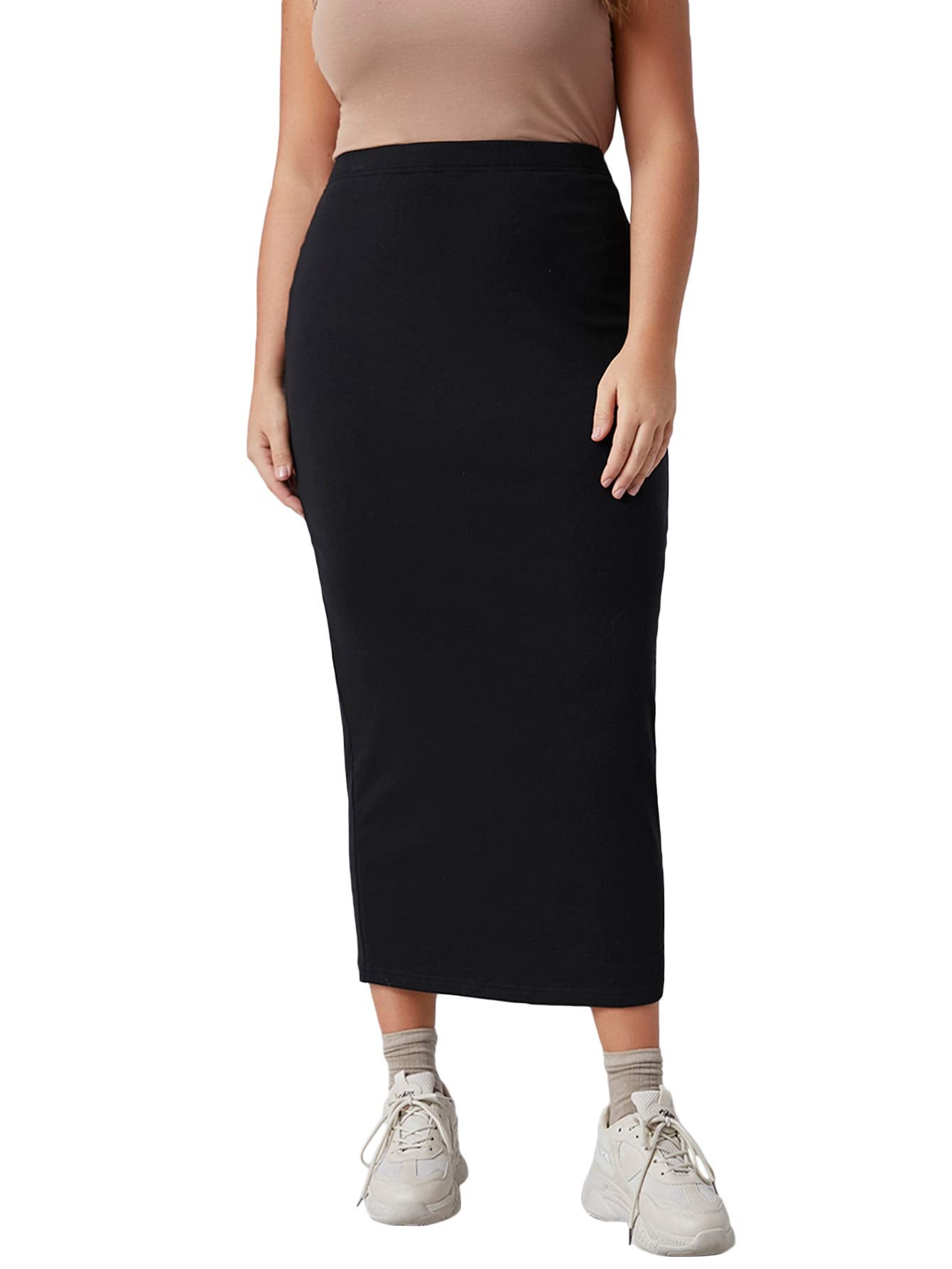 Verdusa + Plus-Size Elastic Waist Bodycon Long Skirt