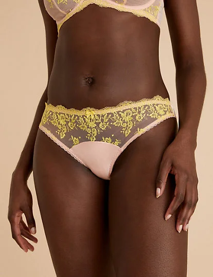 M&S Marks & Spencer + Blossom Embroidered Bikini Knickers