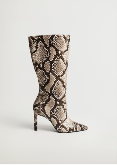 Mango Heel snake effect boots