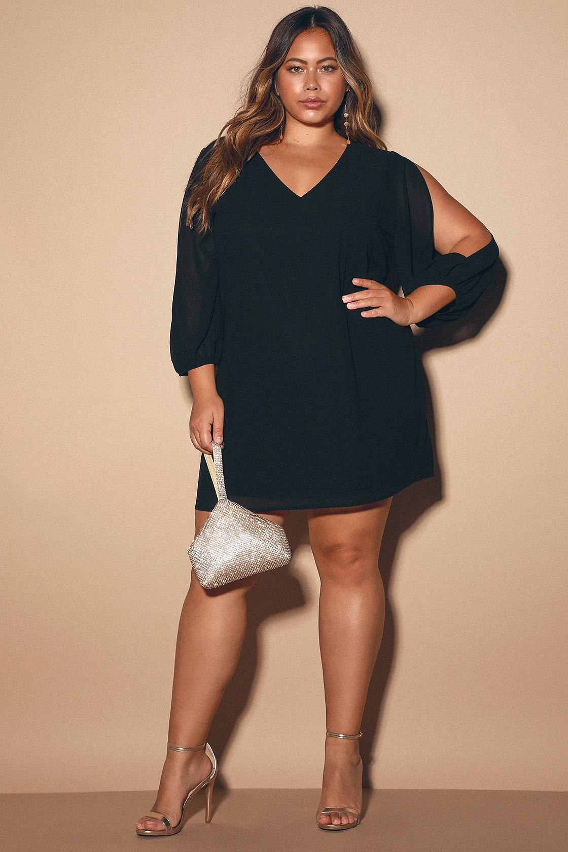 Lulus Shifting Dears Black Long Sleeve Dress