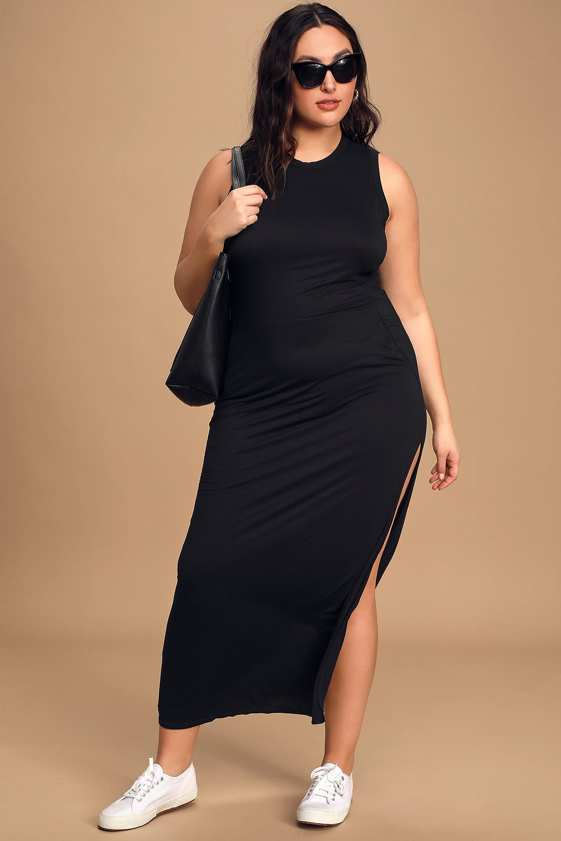 plus size long black dress