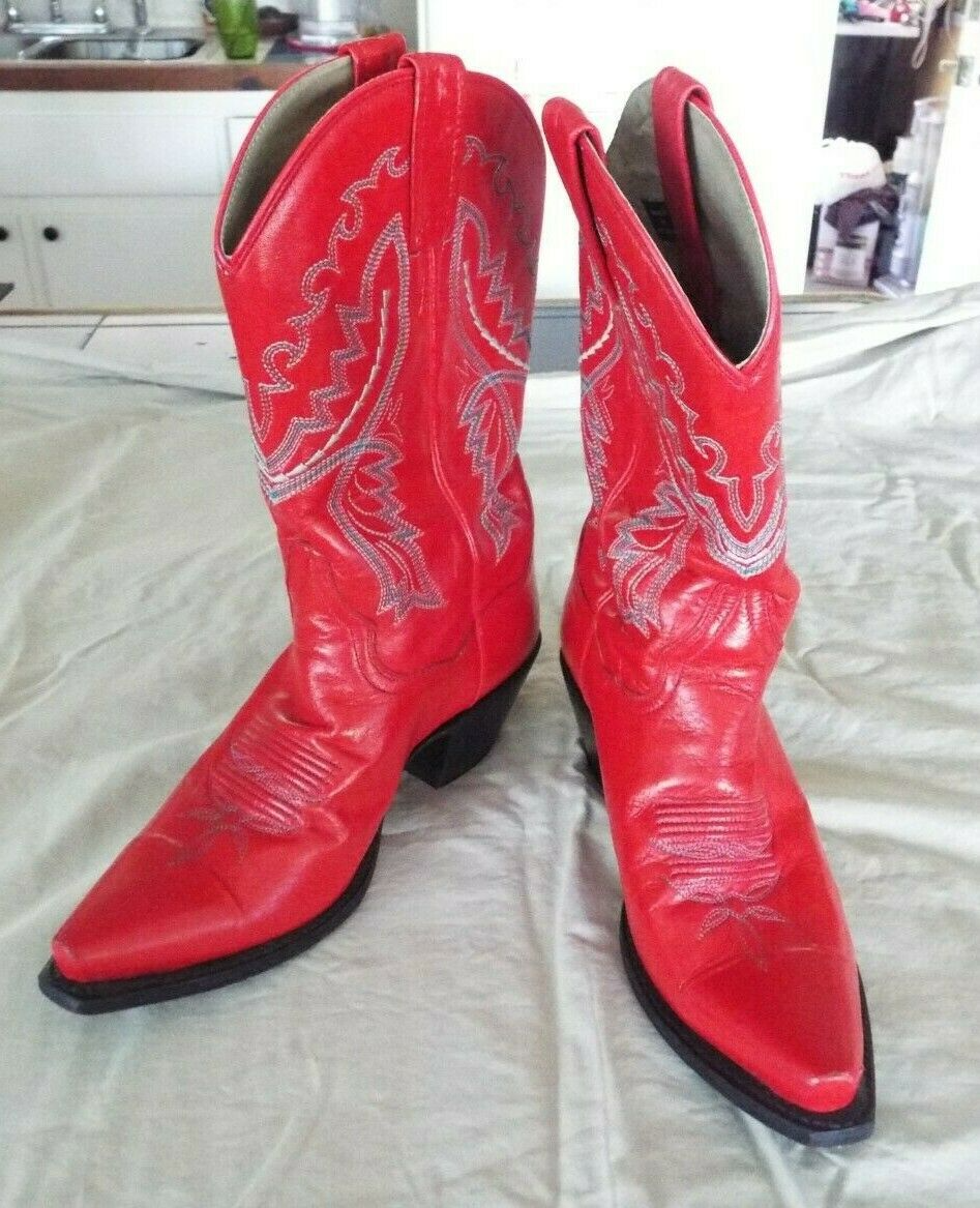 Dan Post + Dan Post Red Leather Gypsy Cowboy Boots Size (M) 6.5