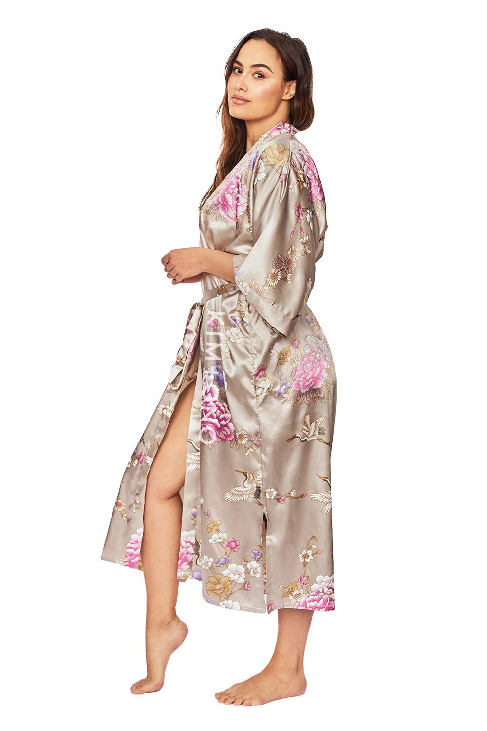 INVOLAND Women Plus Size Robes Long Sleeve Bath Robe Knit Bathrobe Soft Sleepwear Ladies Nightwear 18W-26W 