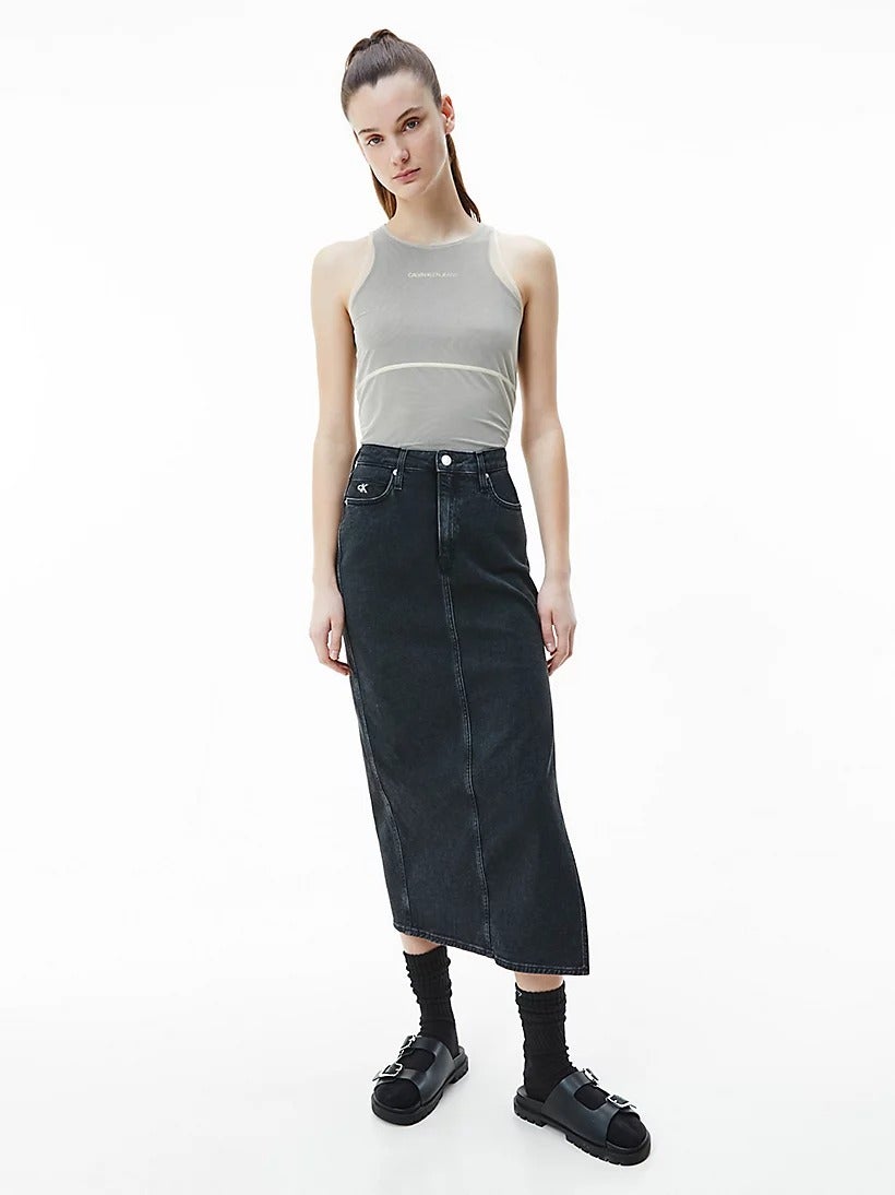 Calvin Klein + Denim Midi Skirt
