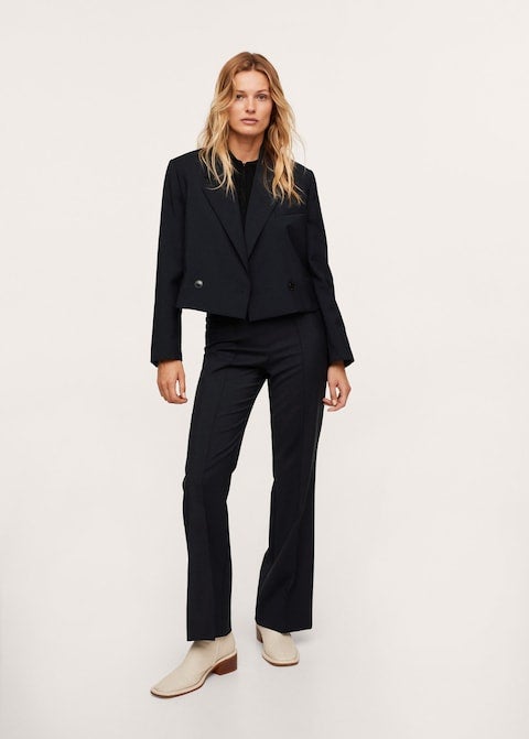 Mango + Cropped Blazer With Buttons