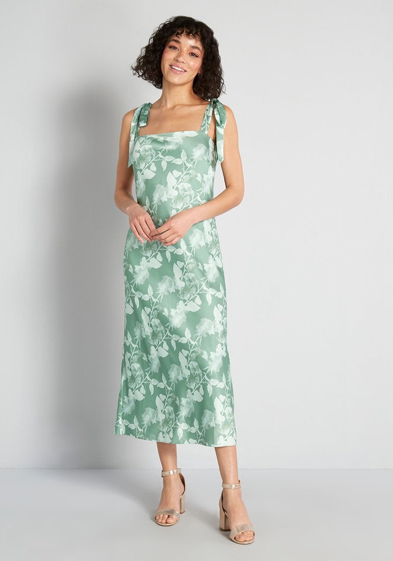 tie shoulder midi dress
