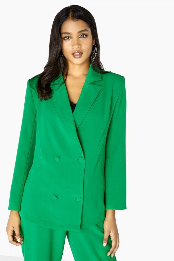 Little Mistress + Green Double Breasted Blazer Co-Ord