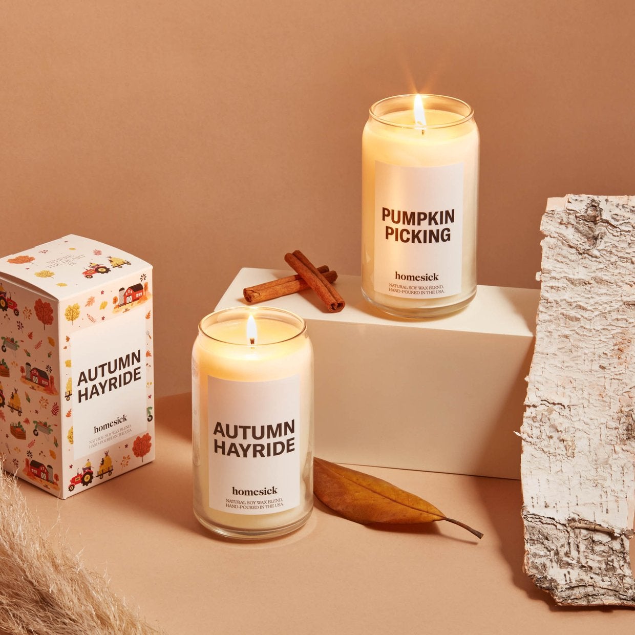 Free Shipping Fall Candle Falling Leaves Handmade Autumn Scent Soy Candles 