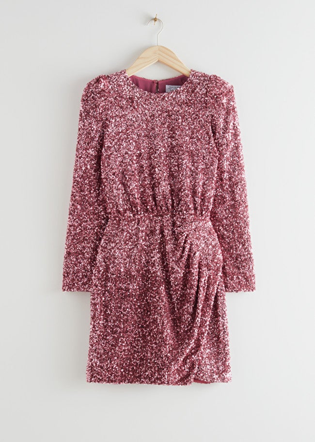 & Other Stories + Padded Shoulder Sequin Dress