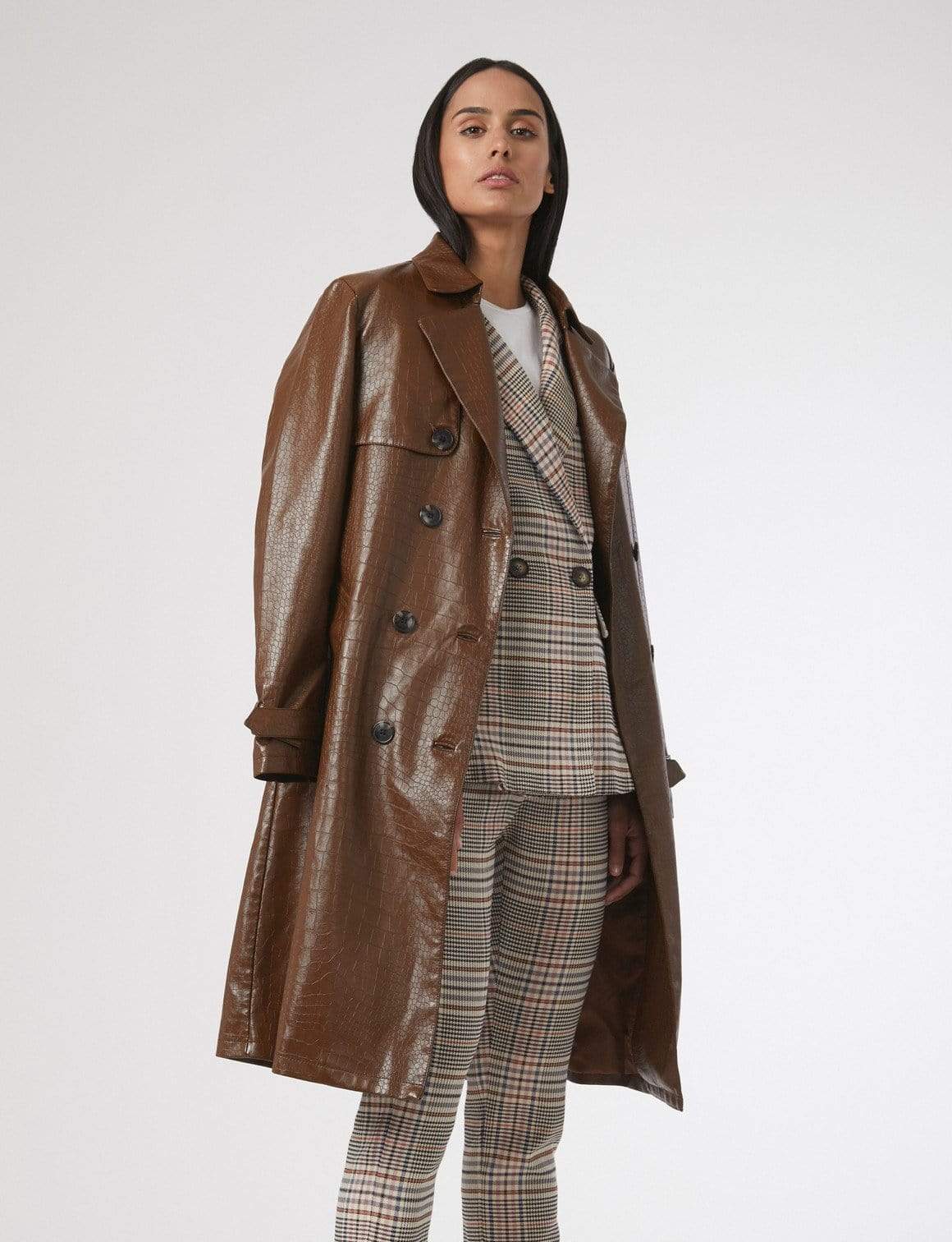 shuuk + LOLITA Vegetarian-Eco-Leather Crocodile-Print Trench