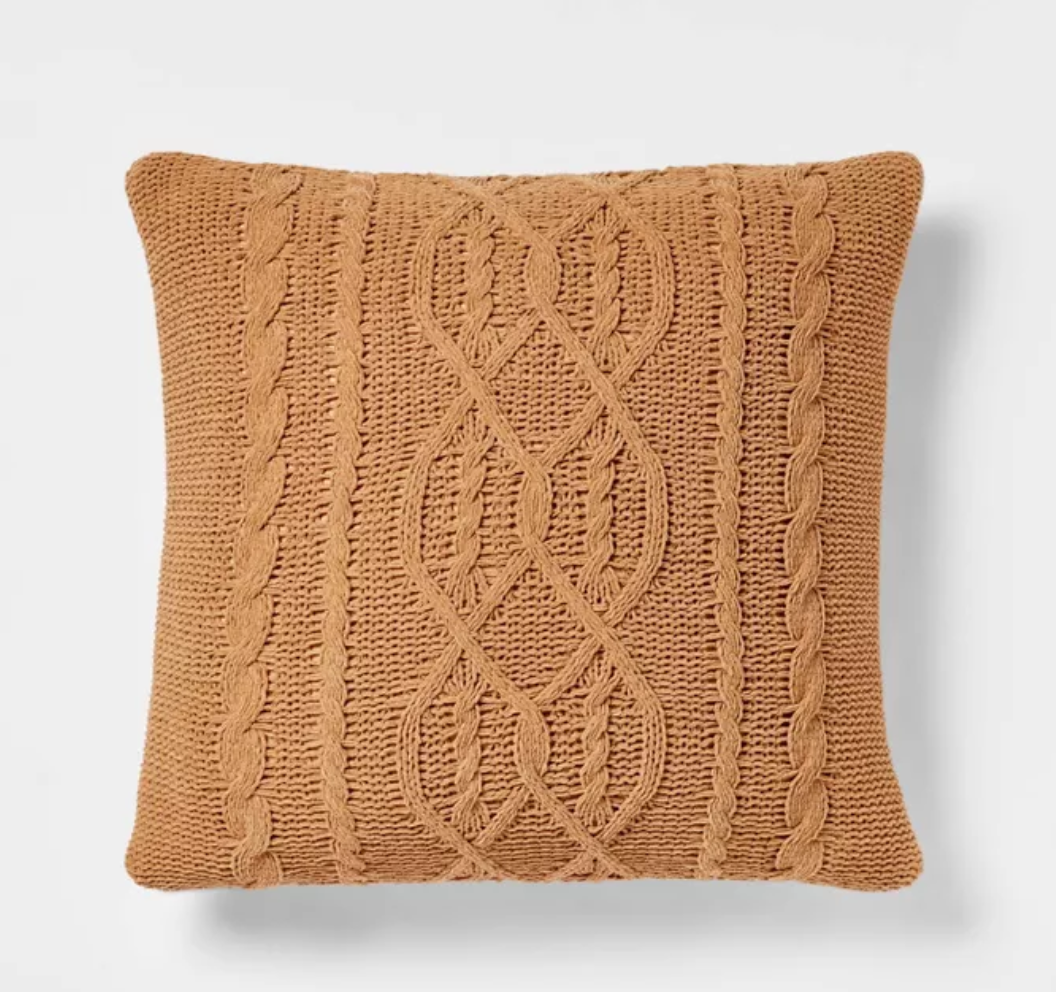Cable knit throw pillow sales
